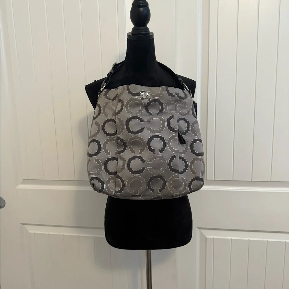 Coach Black and Gray Patterned Shoulder Bag